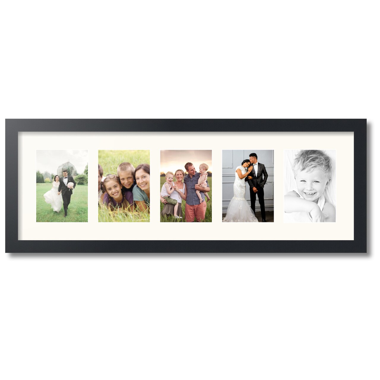 ArtToFrames Collage Photo Picture Frame with 5 - 5x7 inch Openings, Framed in Black with Over 62 Mat Color Options and Plexi Glass (CSM-3926-152)